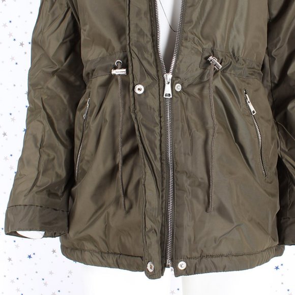 Olive Fur lined Hood Anorak Parka Padded Jacket - Picture 4 of 13